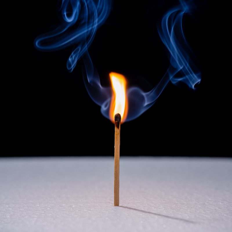 matchstick on fire